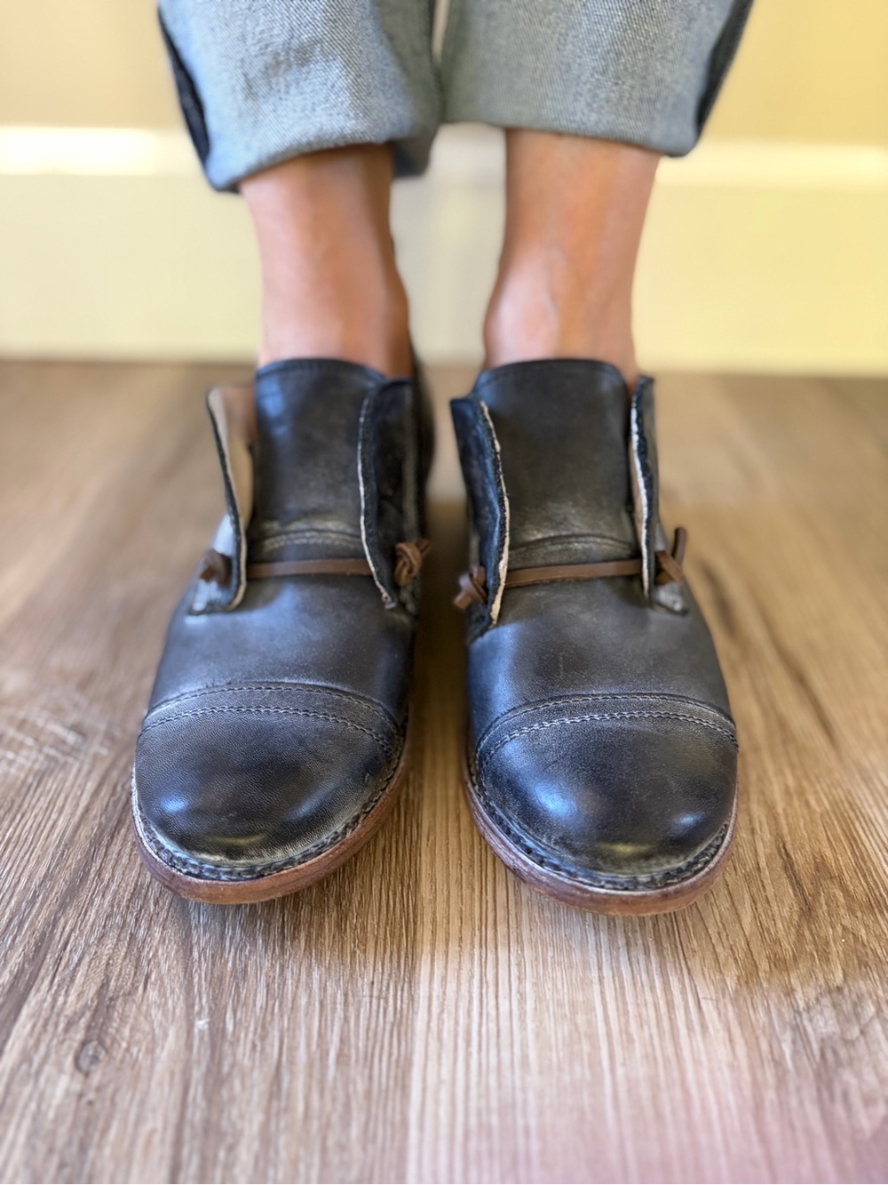 Freebird’s Mabel Classic Women's Leather Slip-On Shoes in Distressed Black